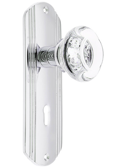Streamline Deco Door Set with Round Crystal Glass Knobs and Keyhole